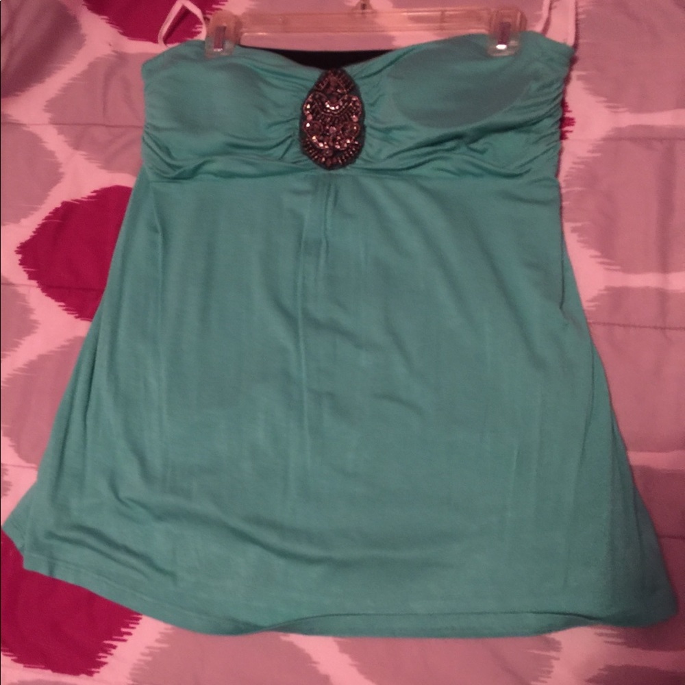Strapless Shirt and a Mini Skirt